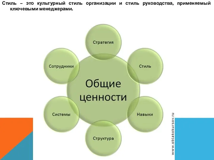 Стиль – это культурный стиль организации и стиль руководства, применяемый ключевыми менеджерами.