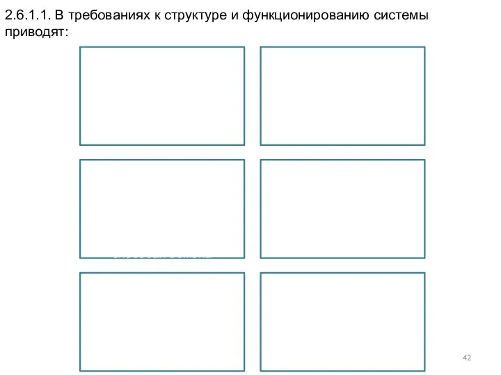 2.6.1.1. В требованиях к структуре и функционированию системы приводят: а) перечень