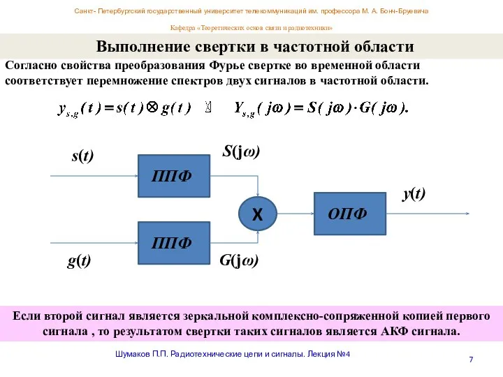 Санкт- Петербургский государственный университет телекоммуникаций им. профессора М. А. Бонч-Бруевича Кафедра