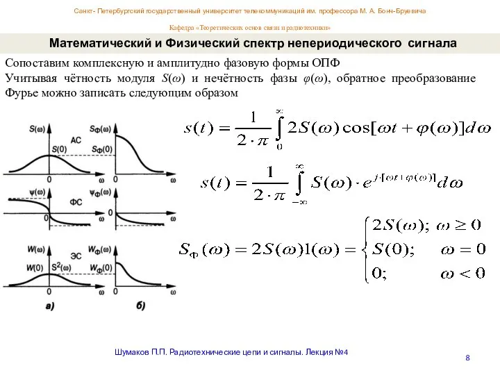 Санкт- Петербургский государственный университет телекоммуникаций им. профессора М. А. Бонч-Бруевича Кафедра