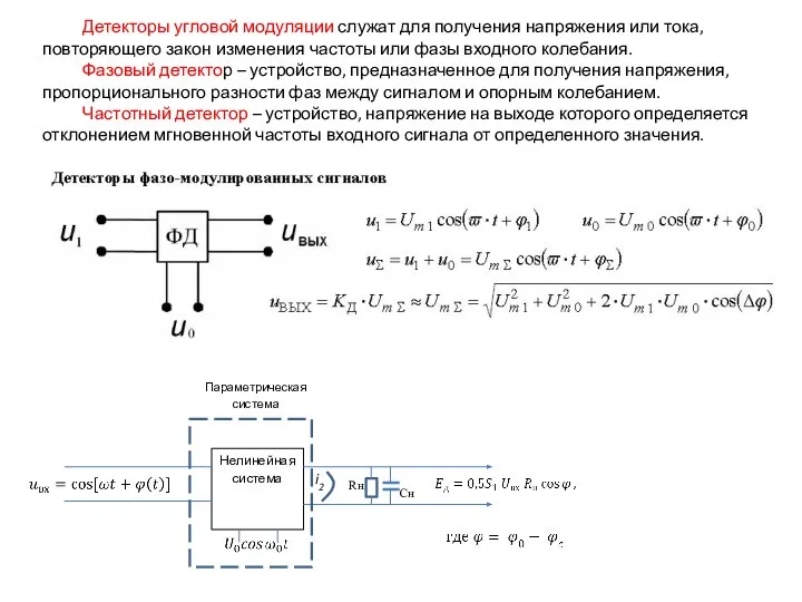 Детекторы угловой модуляции служат для получения напряжения или тока, повторяющего закон