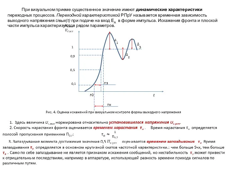 При визуальном приеме существенное значение имеют динамические характеристики переходных процессов. Переходной