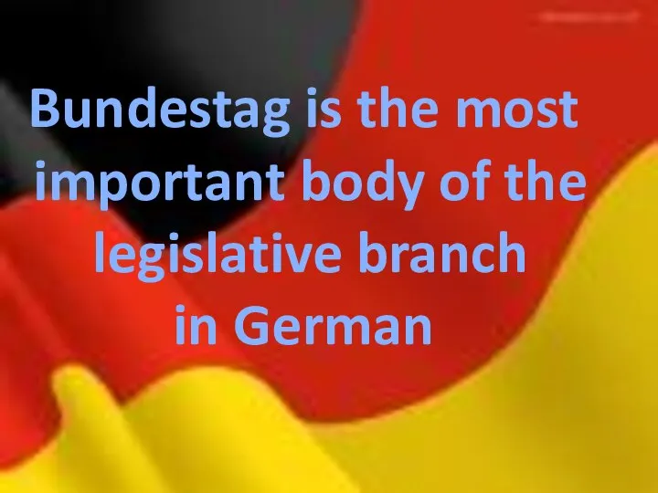 Bundestag is the most important body of the legislative branch in German