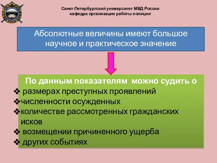 Абсолютные величины имеют большое научное и практическое значение По данным показателям