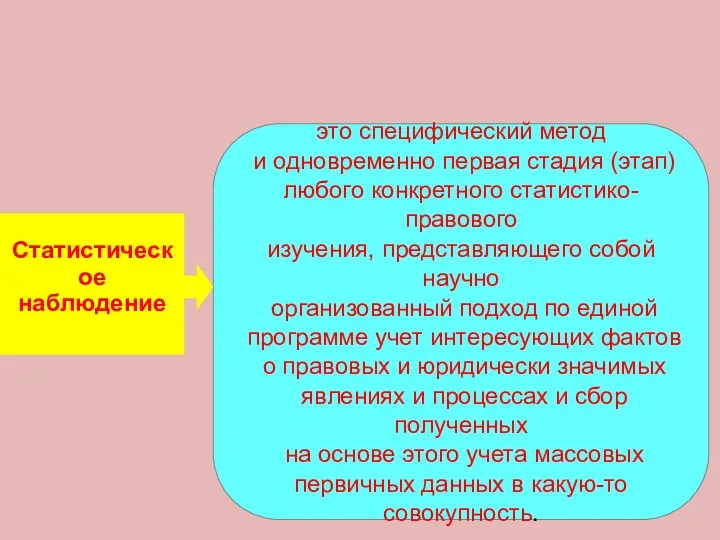 это специфический метод и одновременно первая стадия (этап) любого конкретного статистико-правового