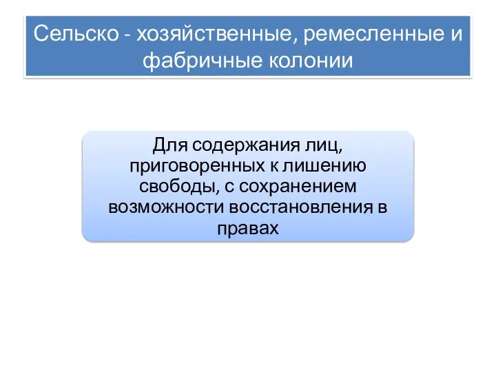 Сельско - хозяйственные, ремесленные и фабричные колонии