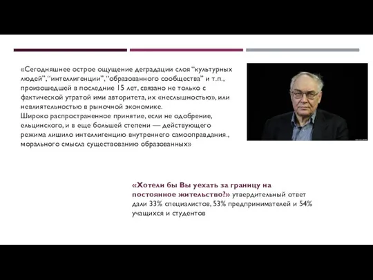 «Сегодняшнее острое ощущение деградации слоя “культурных людей”, “интеллигенции”, “образованного сообщества” и