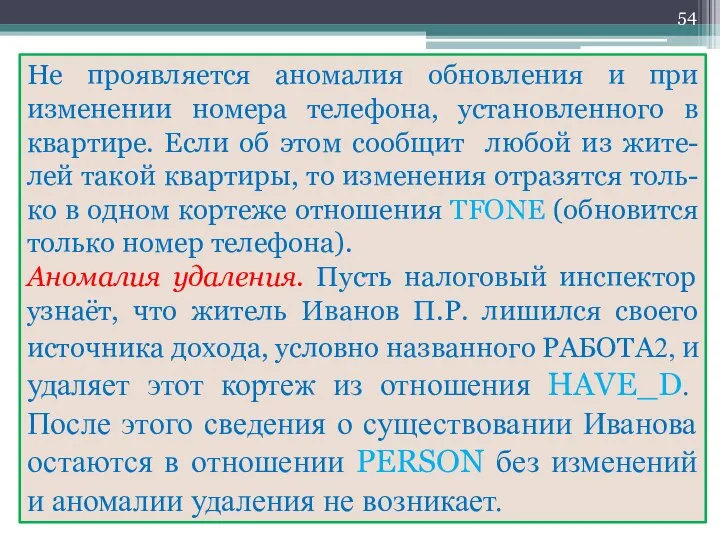 Не проявляется аномалия обновления и при изменении номера телефона, установленного в