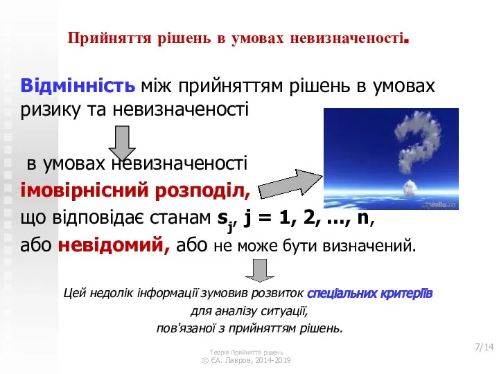 Прийняття рішень в умовах невизначеності. Відмінність між прийняттям рішень в умовах