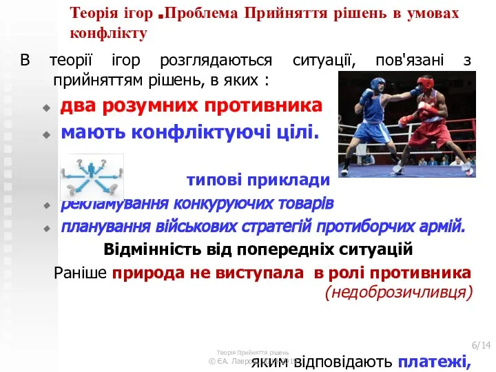 Теорія ігор .Проблема Прийняття рішень в умовах конфлікту В теорії ігор