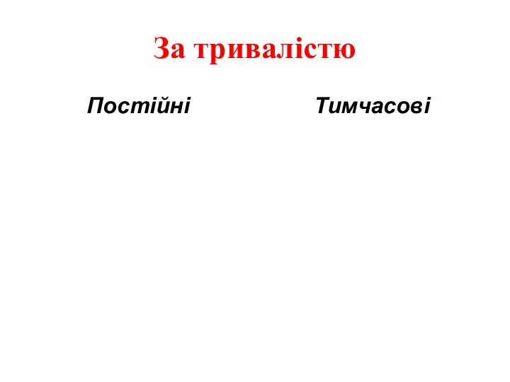 За тривалістю Постійні Тимчасові