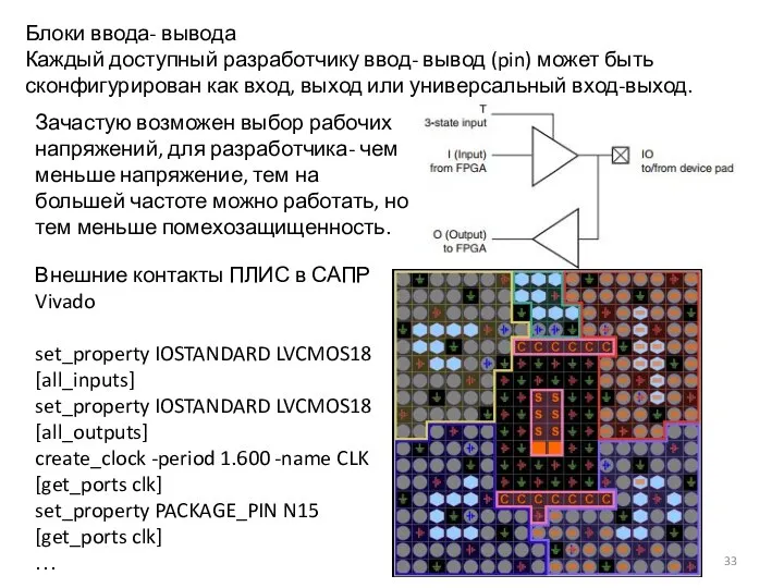 Блоки ввода- вывода Каждый доступный разработчику ввод- вывод (pin) может быть