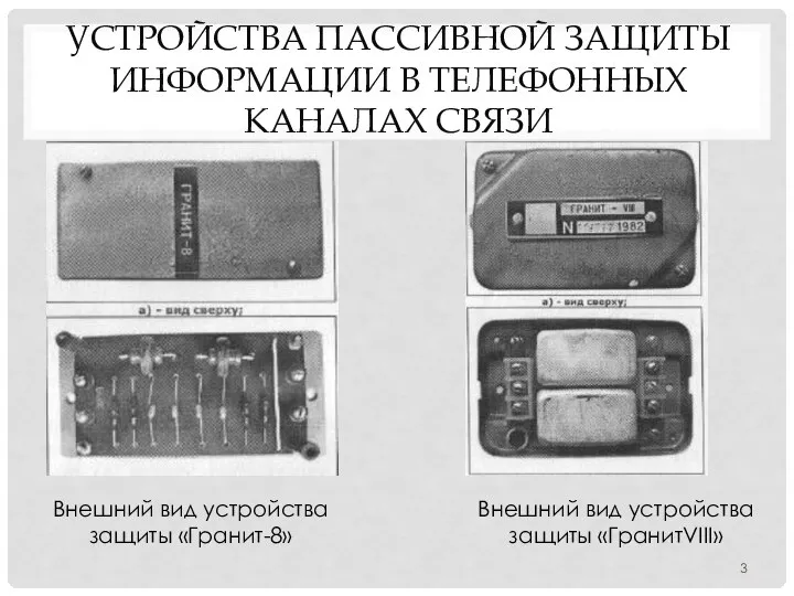 УСТРОЙСТВА ПАССИВНОЙ ЗАЩИТЫ ИНФОРМАЦИИ В ТЕЛЕФОННЫХ КАНАЛАХ СВЯЗИ Внешний вид устройства