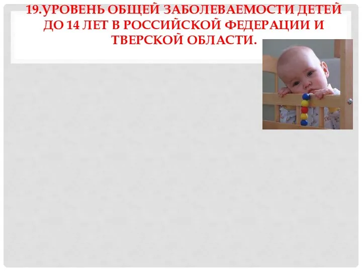 19.УРОВЕНЬ ОБЩЕЙ ЗАБОЛЕВАЕМОСТИ ДЕТЕЙ ДО 14 ЛЕТ В РОССИЙСКОЙ ФЕДЕРАЦИИ И ТВЕРСКОЙ ОБЛАСТИ.