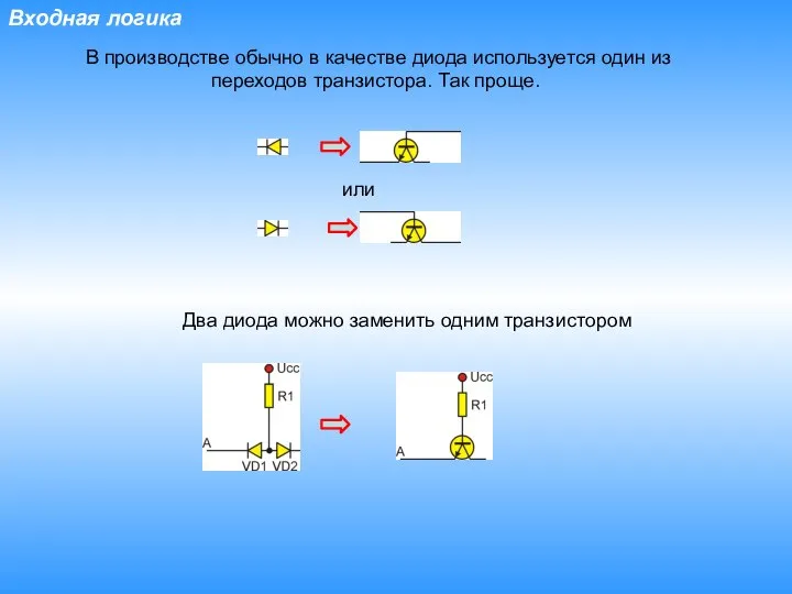 Входная логика или В производстве обычно в качестве диода используется один