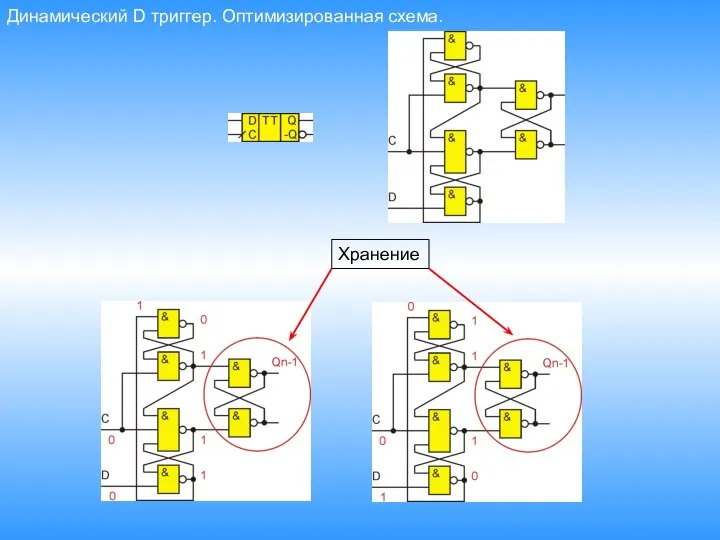 Динамический D триггер. Оптимизированная схема. Хранение