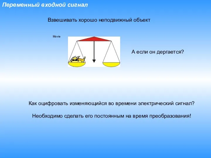 Переменный входной сигнал Movie Взвешивать хорошо неподвижный объект А если он