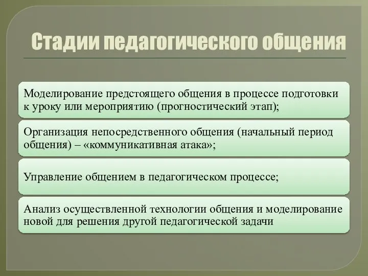 Стадии педагогического общения