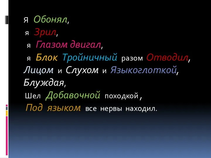 Я Обонял, я Зрил, я Глазом двигал, я Блок Тройничный разом