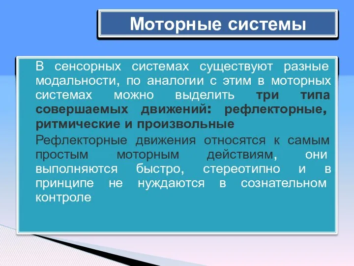 В сенсорных системах существуют разные модальности, по аналогии с этим в