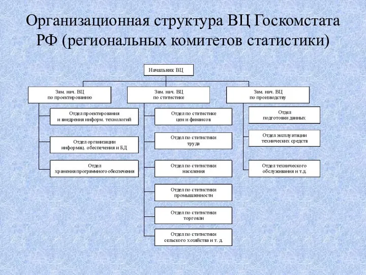 Организационная структура ВЦ Госкомстата РФ (региональных комитетов статистики)