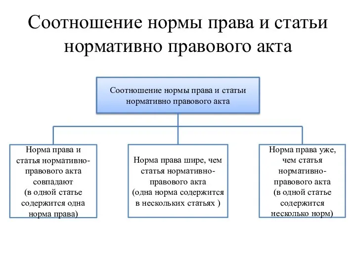 Соотношение нормы права и статьи нормативно правового акта Соотношение нормы права