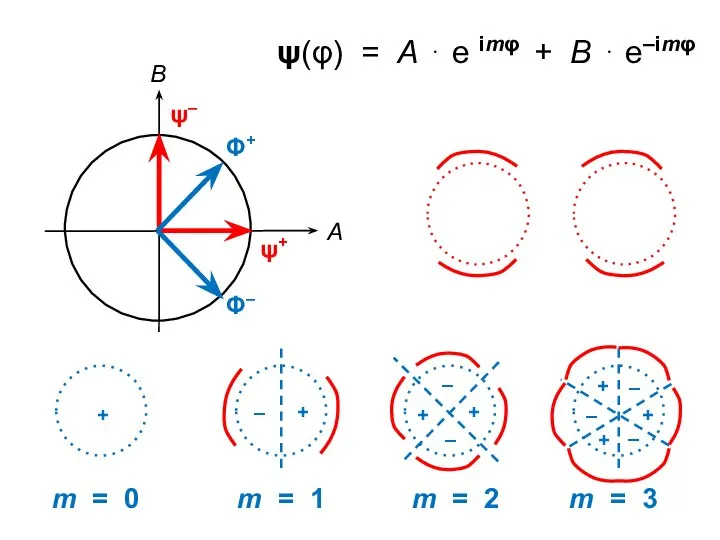 ψ(φ) = А ⋅ е imφ + В ⋅ e–imφ