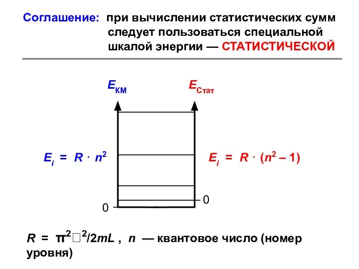 Еi = R ⋅ (n2 – 1) Соглашение: при вычислении статистических