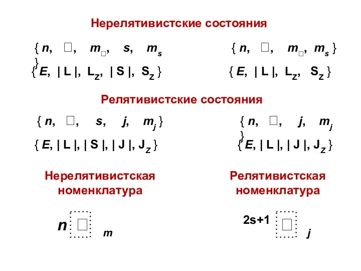 Нерелятивистские состояния