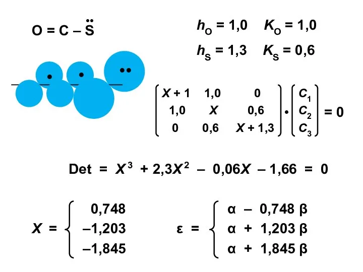 hO = 1,0 KO = 1,0 Det = Х 3 +