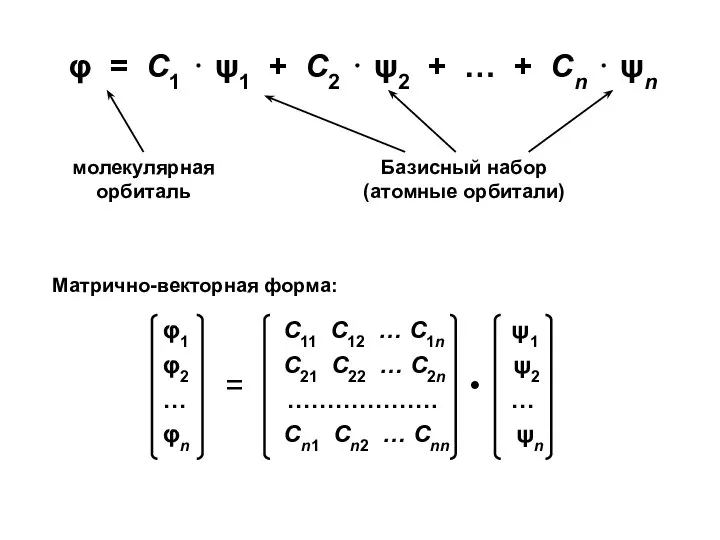 φ = С1 ⋅ ψ1 + С2 ⋅ ψ2 + … + Сn ⋅ ψn