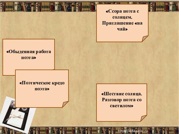 06.07.2011 «Обыденная работа поэта» «Шествие солнца. Разговор поэта со светилом» «Поэтическое