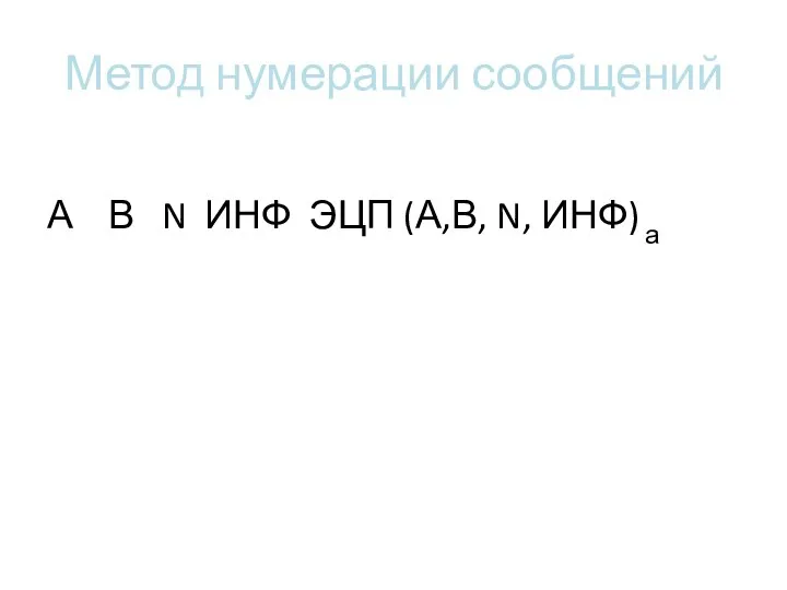 Метод нумерации сообщений А В N ИНФ ЭЦП (А,В, N, ИНФ) а