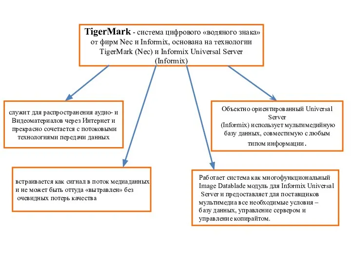 TigerMark - система цифрового «водяного знака» от фирм Nec и Informix,