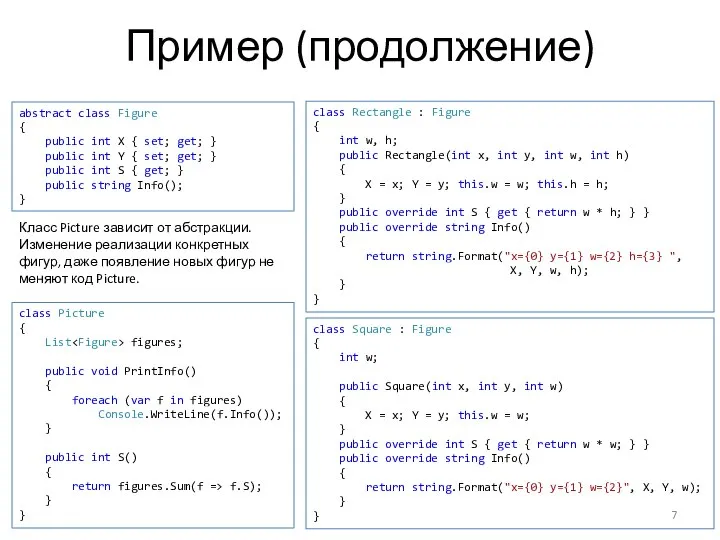 abstract class Figure { public int X { set; get; }