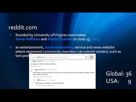 reddit.com founded by University of Virginia roommates Steve Huffman and Alexis