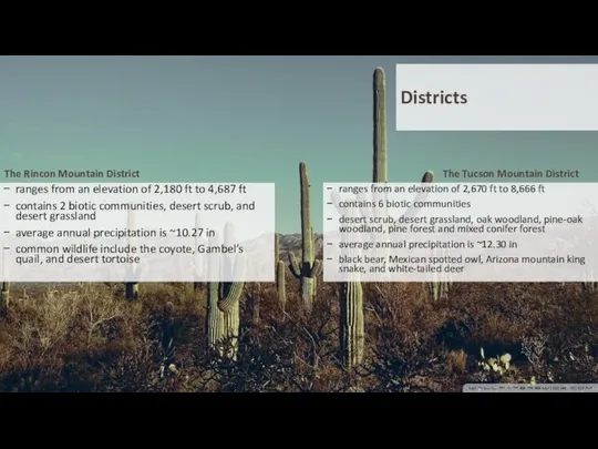 Districts ranges from an elevation of 2,180 ft to 4,687 ft