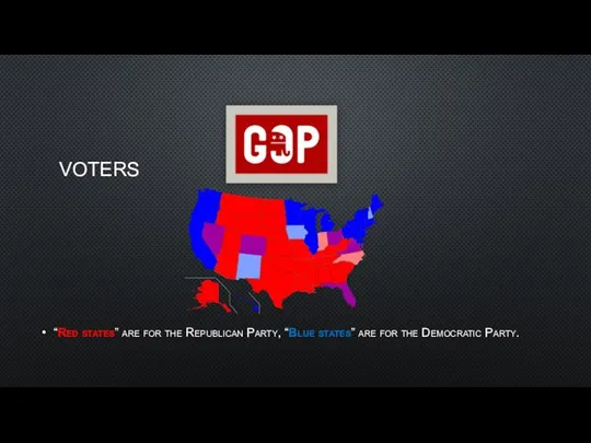 VOTERS “Red states” are for the Republican Party, “Blue states” are for the Democratic Party.