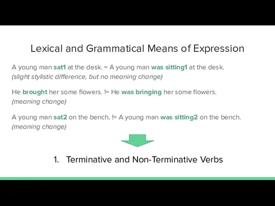 Lexical and Grammatical Means of Expression A young man sat1 at