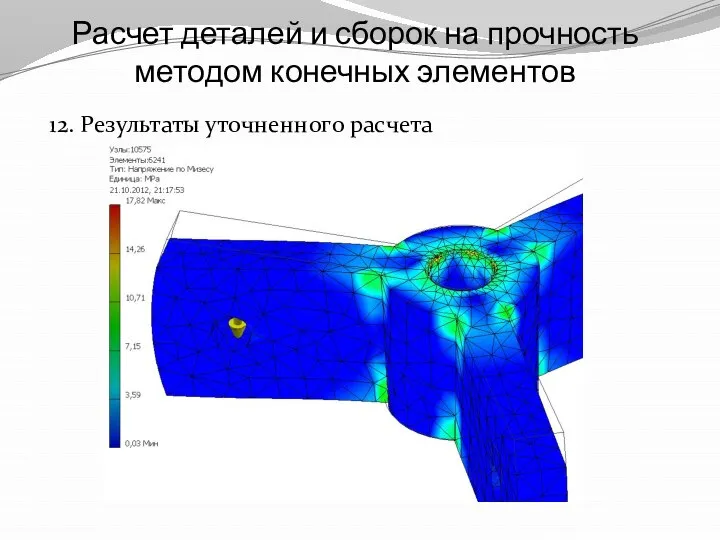 Расчет деталей и сборок на прочность методом конечных элементов 12. Результаты уточненного расчета