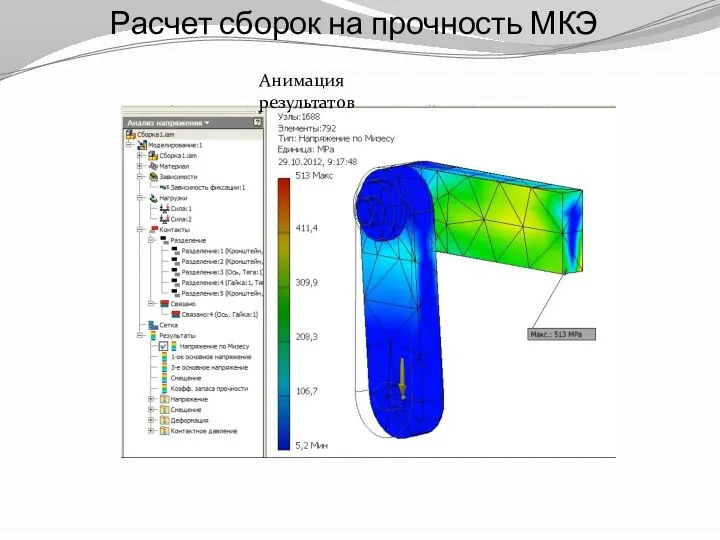 Расчет сборок на прочность МКЭ Анимация результатов