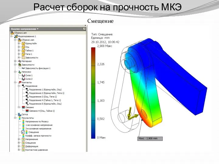 Расчет сборок на прочность МКЭ Смещение