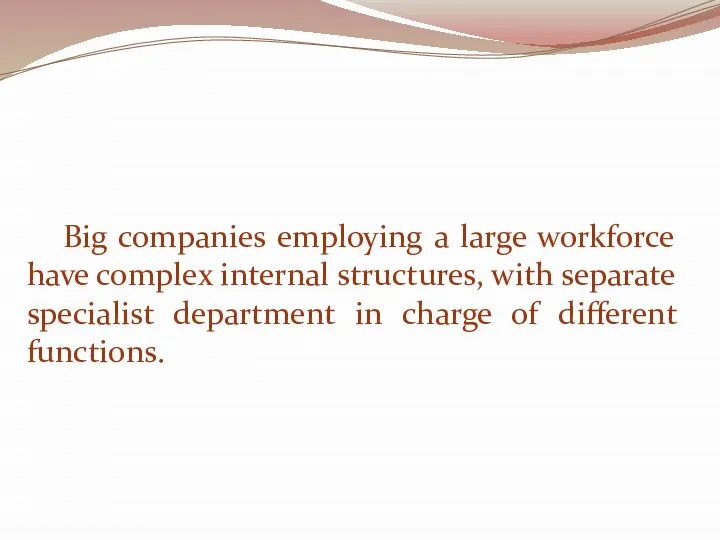 Big companies employing a large workforce have complex internal structures, with