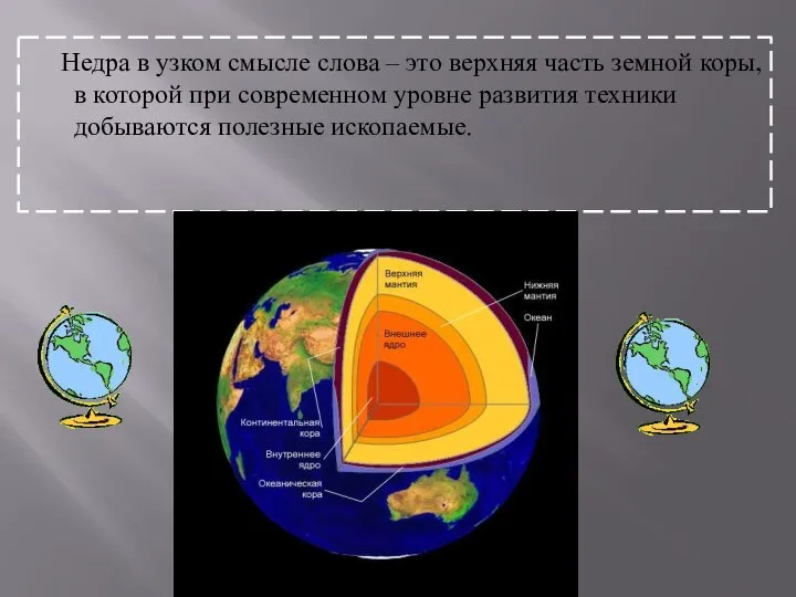 Недра в узком смысле слова – это верхняя часть земной коры,