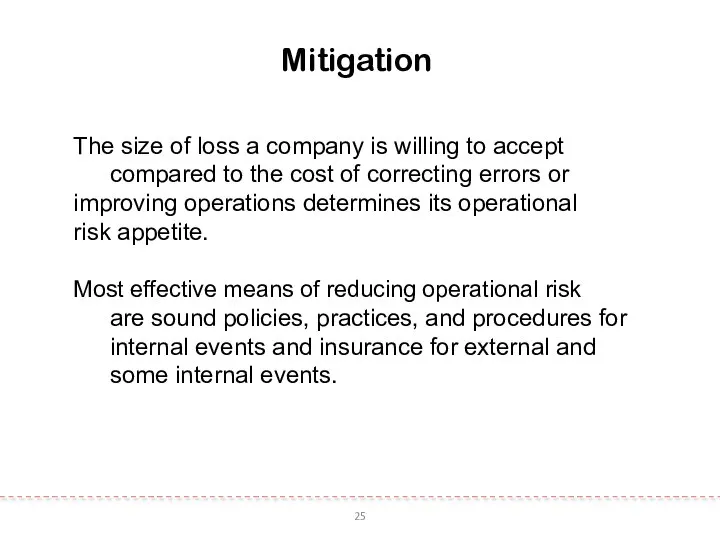 25 Mitigation The size of loss a company is willing to