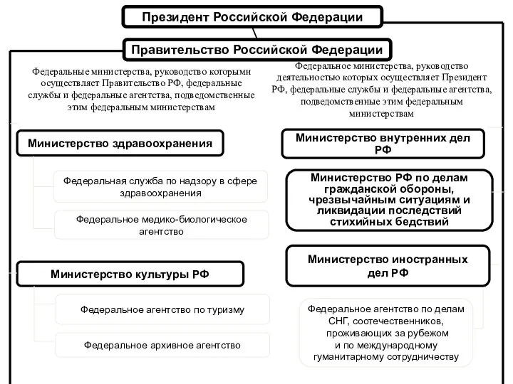 Президент Российской Федерации Правительство Российской Федерации Министерство здравоохранения Федеральная служба по