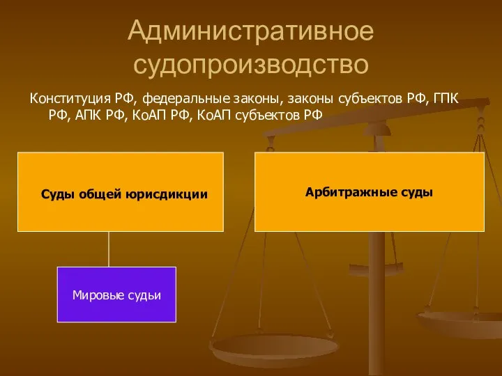 Административное судопроизводство Конституция РФ, федеральные законы, законы субъектов РФ, ГПК РФ,