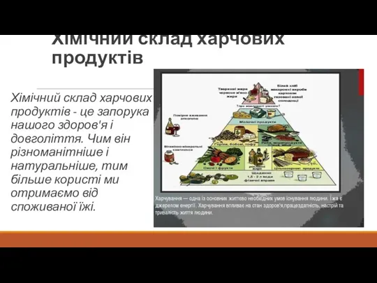 Хімічний склад харчових продуктів Хімічний склад харчових продуктів - це запорука