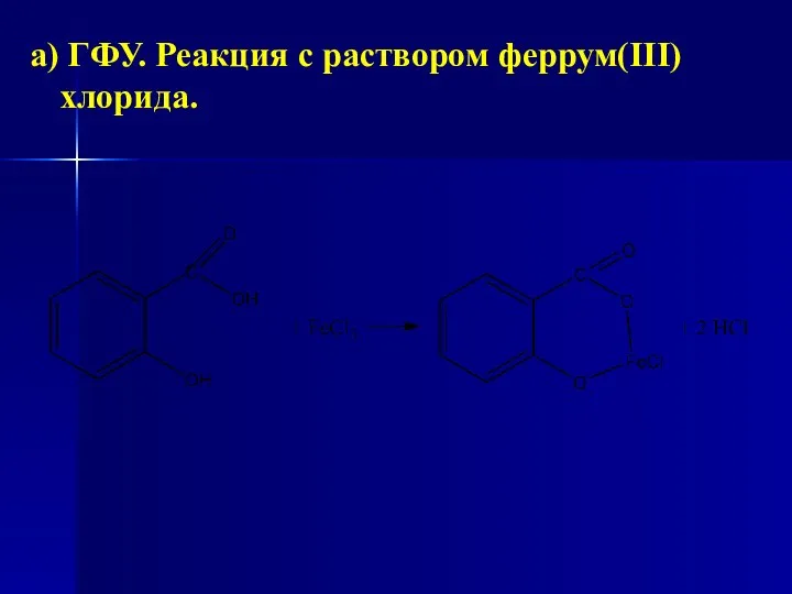 а) ГФУ. Реакция с раствором феррум(ІІІ) хлорида.