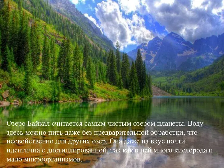 Озеро Байкал считается самым чистым озером планеты. Воду здесь можно пить